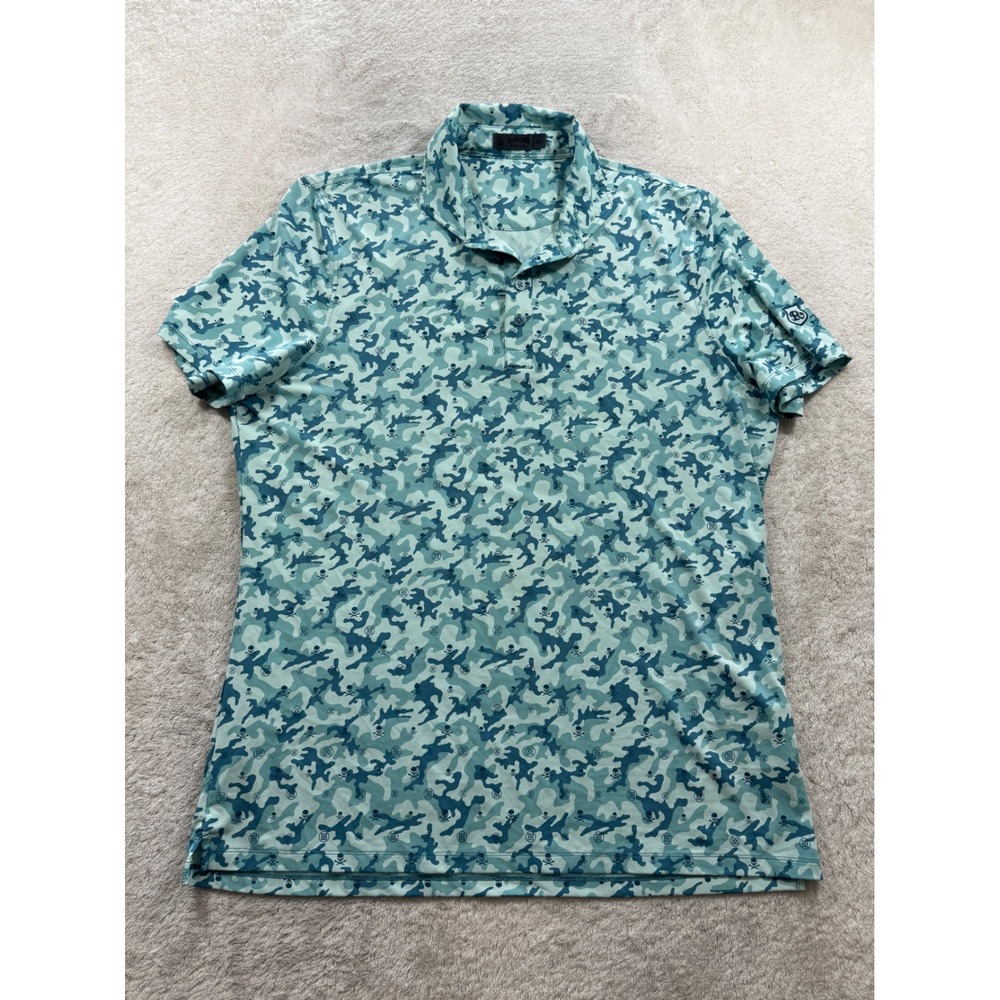 G/FORE Mens Camo Skull‎ & Ts Performance (R Logo) Polo Shirt XL Meas: 24x31.5